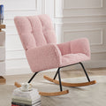Rocking Chair, Leisure Sofa Glider Chair, Comfy Upholstered Lounge Chair With High Backrest, For Nursing Baby, Reading, Napping Pink Pink Foam Boucle