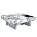 A Modern And Practical Coffee Table, Black And White In Imitation Marble Pattern, Made Of Mdf Material. The Fusion Of Elegance And Natural Fashion 31.4