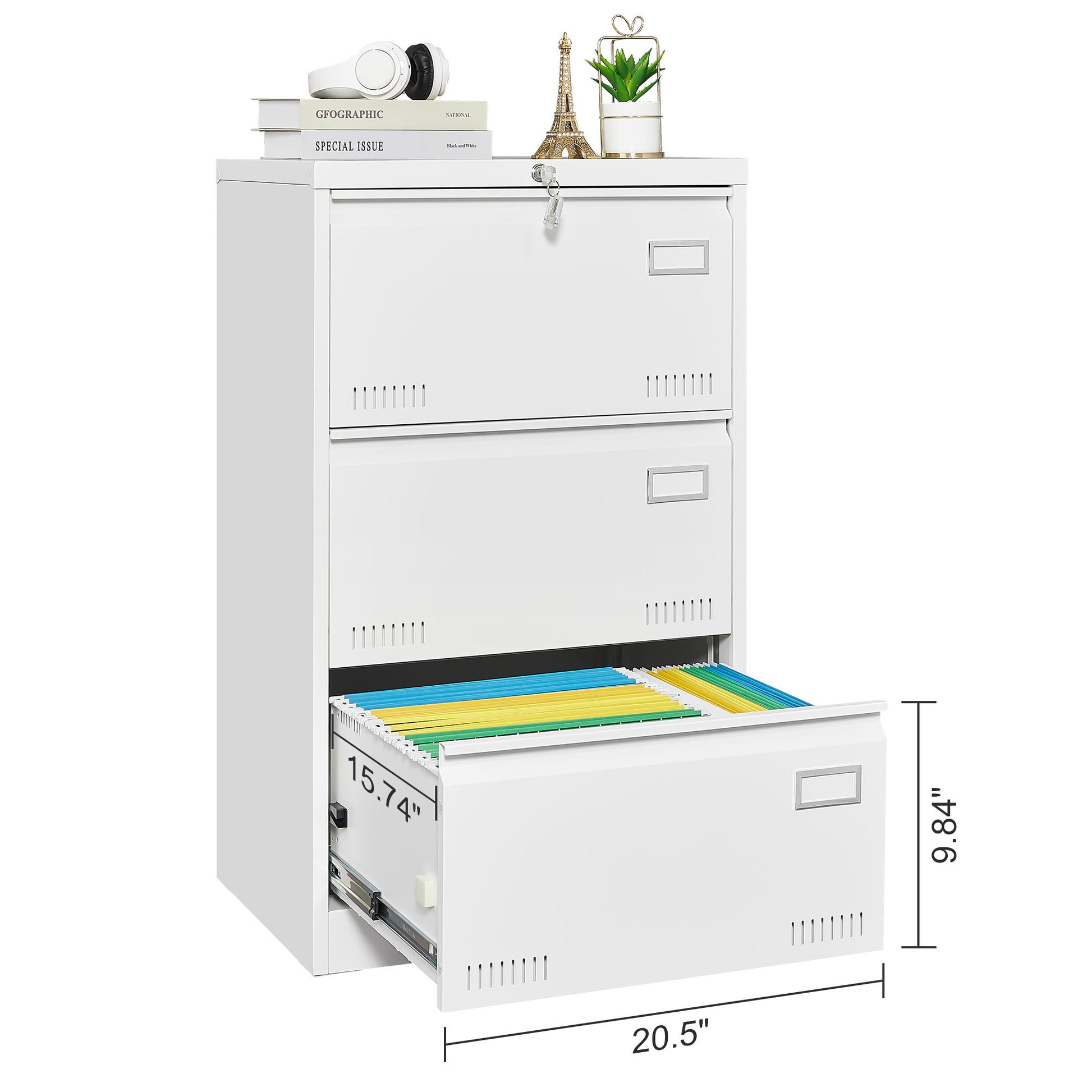 Filing Cabinet Lateral File Cabinet 3 Drawer, White Filing Cabinets With Lock, Locking Metal File Cabinets Three Drawer Office Cabinet For Legal Letter A4 F4 Home Offic Filing Cabinets 3 4 Drawers White Office Drawers Included Metal