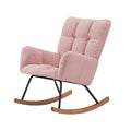 Rocking Chair, Leisure Sofa Glider Chair, Comfy Upholstered Lounge Chair With High Backrest, For Nursing Baby, Reading, Napping Pink Pink Foam Boucle