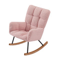 Rocking Chair, Leisure Sofa Glider Chair, Comfy Upholstered Lounge Chair With High Backrest, For Nursing Baby, Reading, Napping Pink Pink Foam Boucle