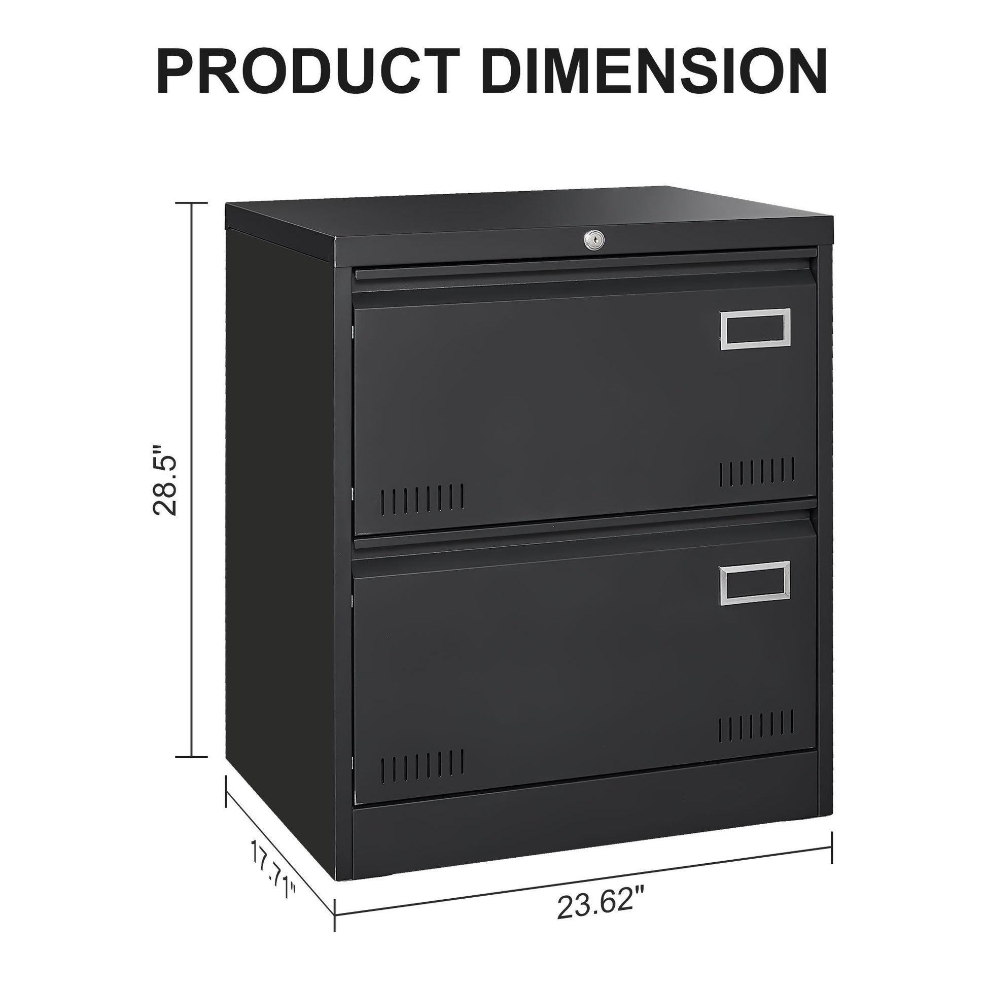 2 Drawer Metal Lateral File Cabinet With Lock,Office Vertical Files Cabinet For Home Office Legal Letter A4,Locking Metal File Cabinet,Assembly Required Black,With 2 Drawer Filing Cabinets 1 2 Drawers Black Office Drawers Included Modern Metal