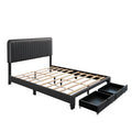 Queen Size Upholstered Bed With Adjustable Height Mattress 10 To 14 Inches Led Design With Footboard Drawers Storage No Box Spring Required Dark Gray Box Spring Not Required Queen Gray Wood Espresso Bedroom Casual,Modern Rubberwood Adjustable Bedbase