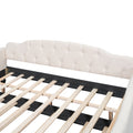 Full Size Upholstered Tufted Daybed With Twin Size Trundle, Beige Box Spring Not Required Full Beige Wood Daybeds Linen Upholstered