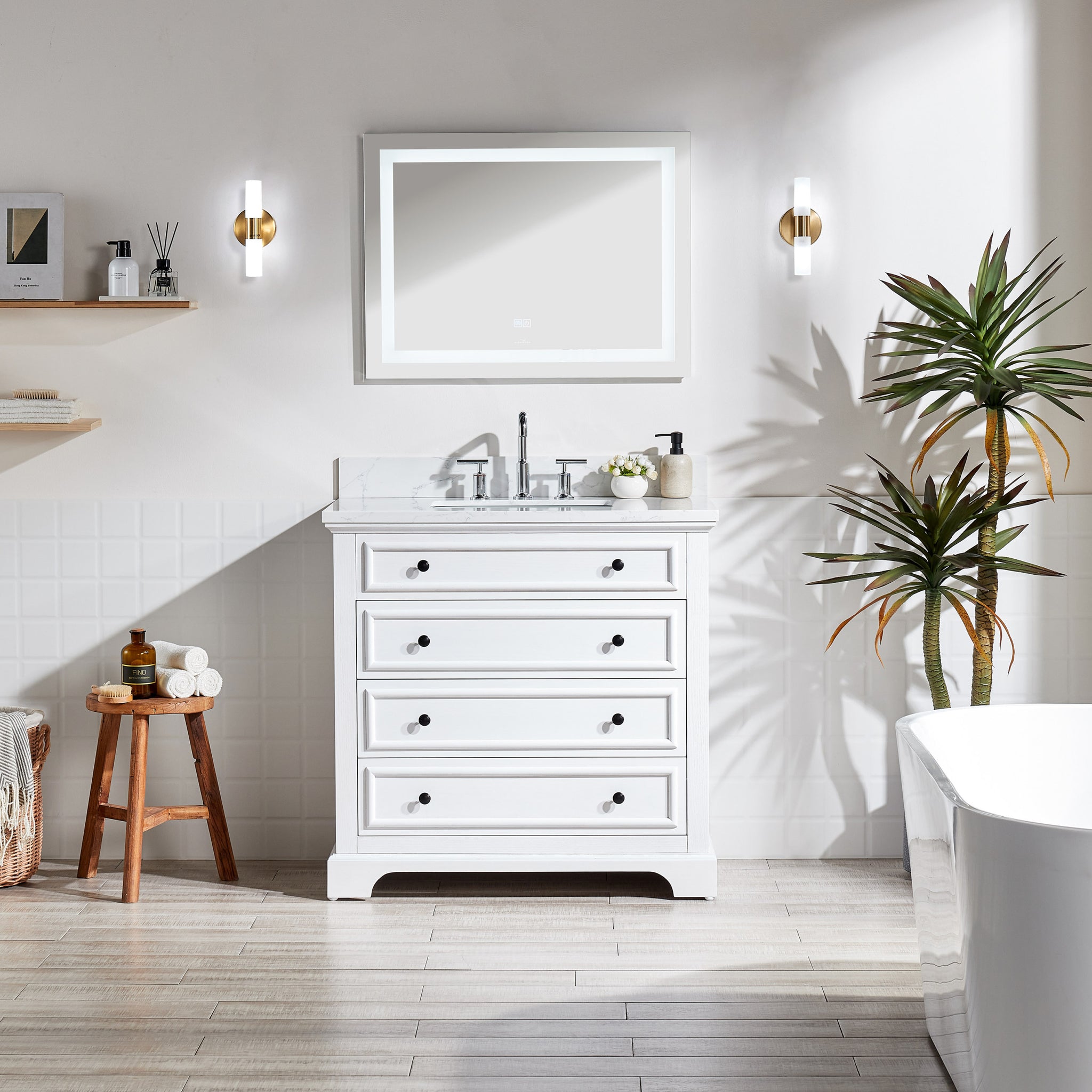 36'' Freestanding Single Bathroom Vanity with Marble