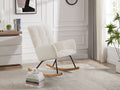 Comfy Upholstered Lounge Chair Rocking Chair With High Backrest, For Nursing Baby, Reading, Napping Off White Off White Foam Boucle