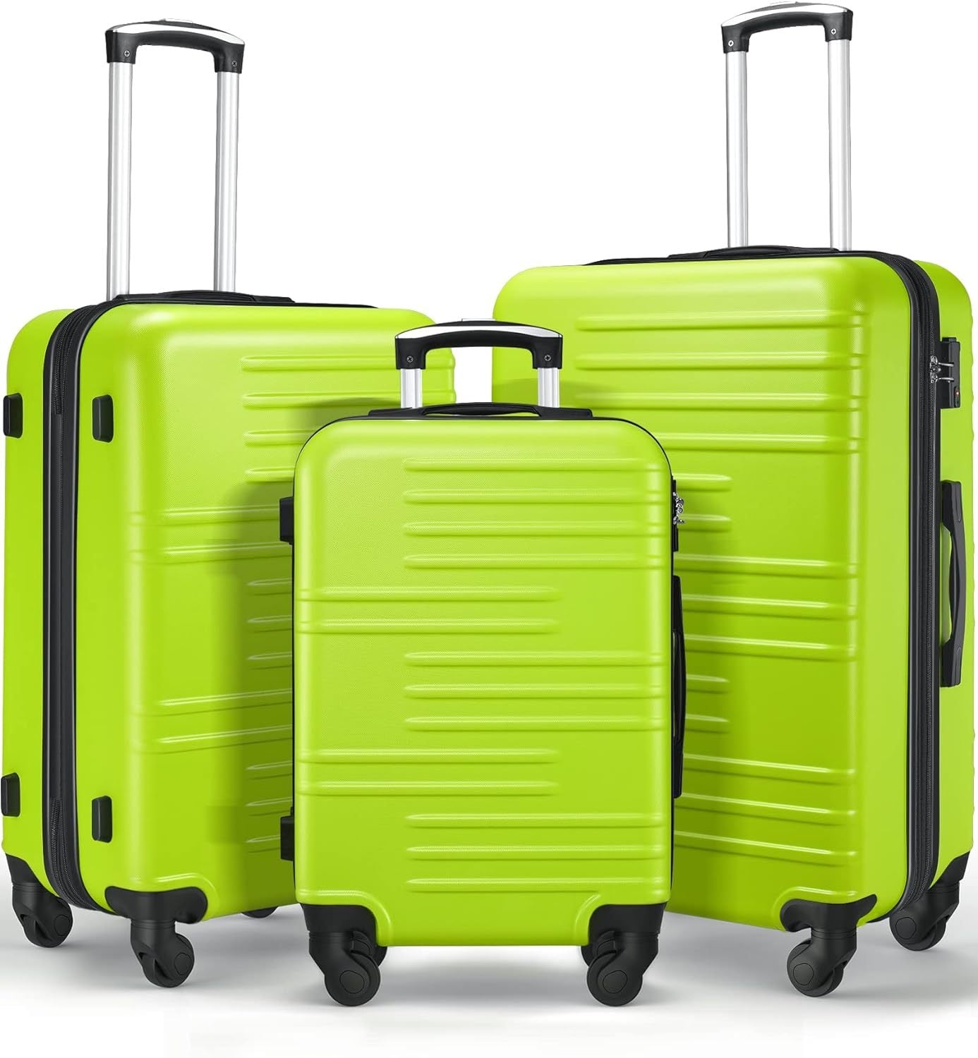 3 Piece Luggage Set Expandable Only 24" & 28" , Hard green-abs