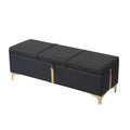 Elegant Upholstered Storage Ottoman,Storage Bench With Metal Legs For Bedroom,Living Room,Fully Assembled Except Legs,Black Black Pu