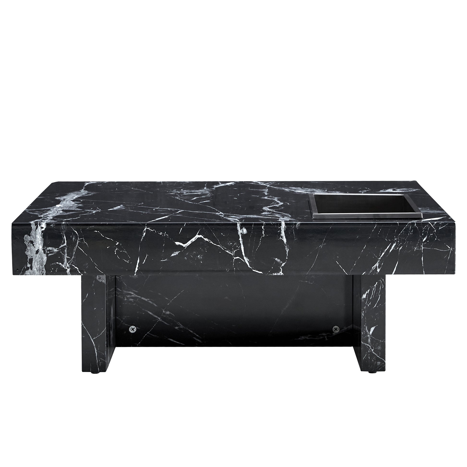 A Modern And Practical Coffee Table Made Of Mdf Material With Black Patterns. The Fusion Of Elegance And Natural Fashion 31.4"*31.4"*12" Black Mdf