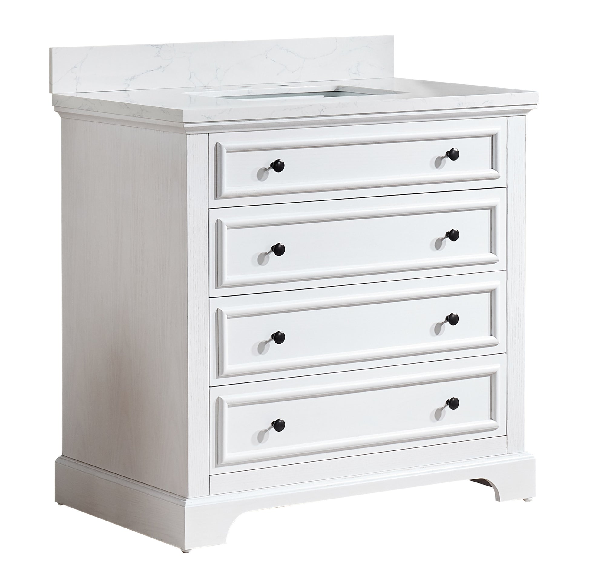 36'' Freestanding Single Bathroom Vanity with Marble 3-white-soft close