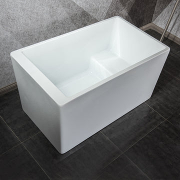 Freestanding Acrylic Flatbottom Soaking Tub Bathtub In White White Acrylic