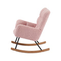 Rocking Chair, Leisure Sofa Glider Chair, Comfy Upholstered Lounge Chair With High Backrest, For Nursing Baby, Reading, Napping Pink Pink Foam Boucle