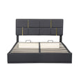 Queen Size Upholstered Platform Bed With Hydraulic Storage System,No Box Spring Needed,Black Black Pu