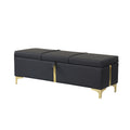 Elegant Upholstered Storage Ottoman,Storage Bench With Metal Legs For Bedroom,Living Room,Fully Assembled Except Legs,Black Black Pu