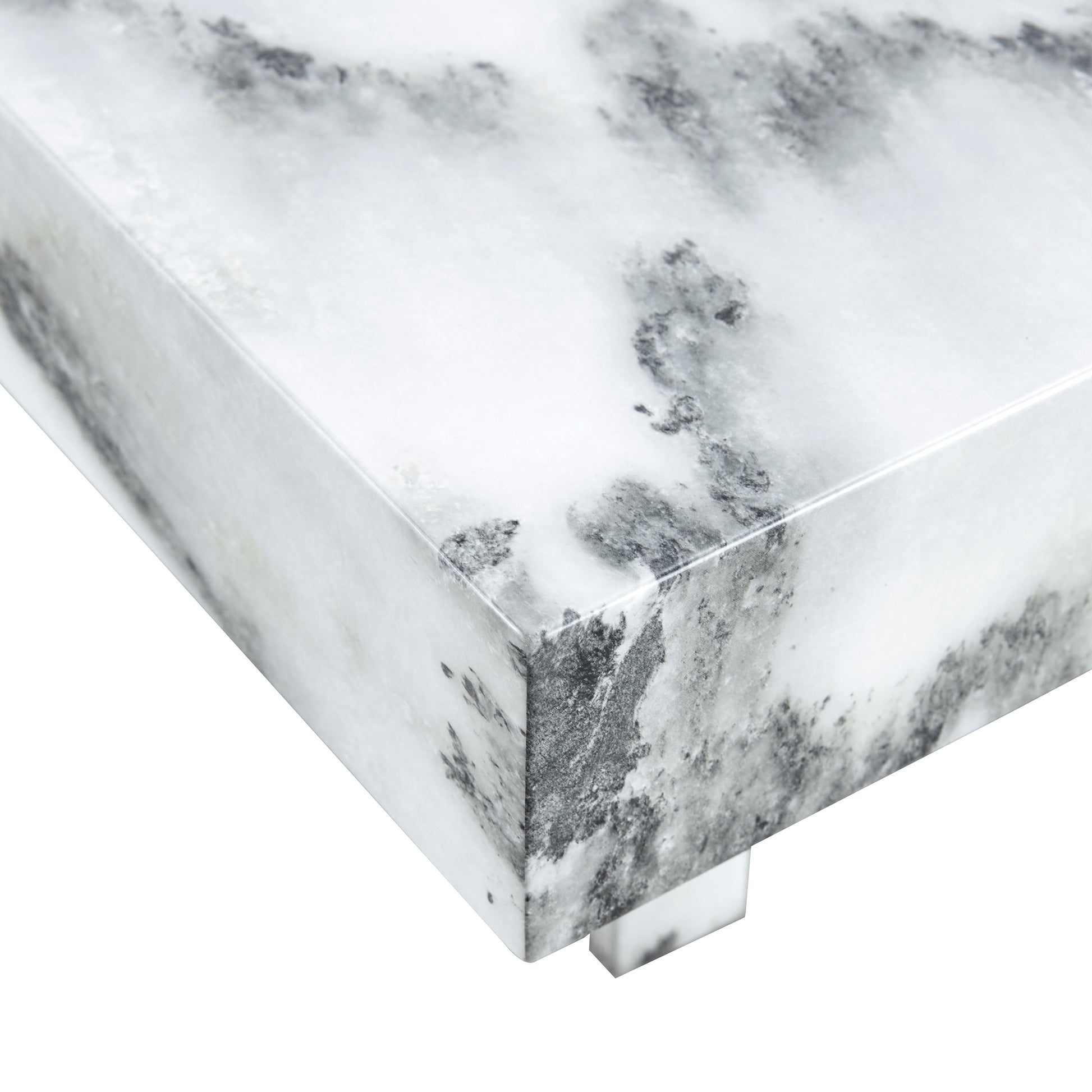 A Modern And Practical Coffee Table, Black And White In Imitation Marble Pattern, Made Of Mdf Material. The Fusion Of Elegance And Natural Fashion 31.4"* 31.4"* 12 " White Mdf