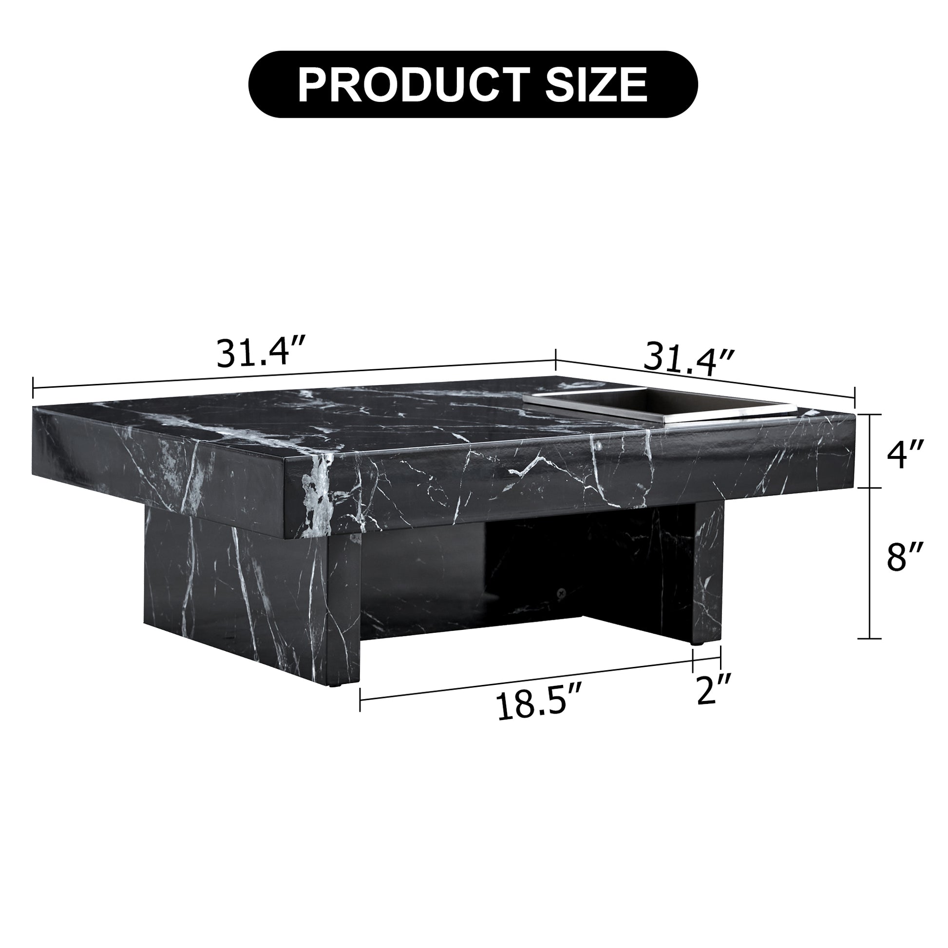 A Modern And Practical Coffee Table Made Of Mdf Material With Black Patterns. The Fusion Of Elegance And Natural Fashion 31.4"*31.4"*12" Black Mdf