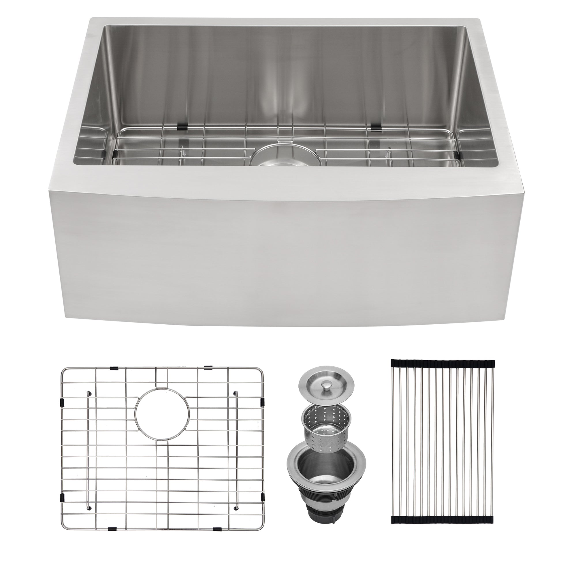 24 Inch Farmhouse Kitchen Sink 24"X21"X10" Stainless Steel Apron Front Farmhouse Sink 10 Inch Deep 16 Gauge Single Bowl Kitchen Sink Basin Brushed Nickel Stainless Steel