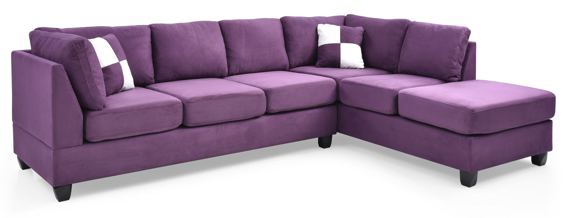 Malone G637B Sc Sectional 3 Boxes Purple Purple Foam Microfiber