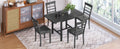 5 Piece Wood Square Drop Leaf Breakfast Nook Extendable Dining Table Set With 4 Ladder Back Chairs For Small Places, Gray Gray Wood Dining Room Folding Rubberwood Rectangular Dining Table With Chair Wood Gray Ladder Back Seats 4 Drop Leaf Modern 4 Leg