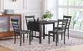 5 Piece Wood Square Drop Leaf Breakfast Nook Extendable Dining Table Set With 4 Ladder Back Chairs For Small Places, Gray Gray Wood Dining Room Folding Rubberwood Rectangular Dining Table With Chair Wood Gray Ladder Back Seats 4 Drop Leaf Modern 4 Leg