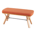 Folia Mid Century Modern Bench in Natural Wood and orange-foam-fabric