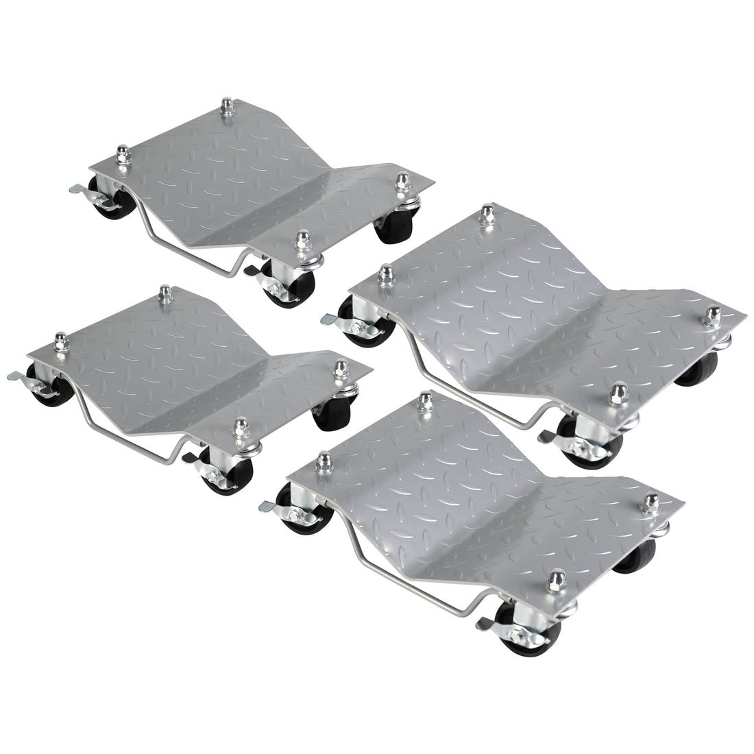 Tire Car Wheel Dolly Dollies Skate Auto Repair Slide Capacity 4Pcs 6000Lbs Silver Steel