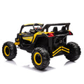 12V Ride On Car With Remote Control,Utv Ride On For Kid,3 Point Safety Harness, Music Player Usb Port Volume Knob Battery Indicator , Led Lights, High Low Speed Switch Off Road Adventure For Kids Yellow Polypropylene