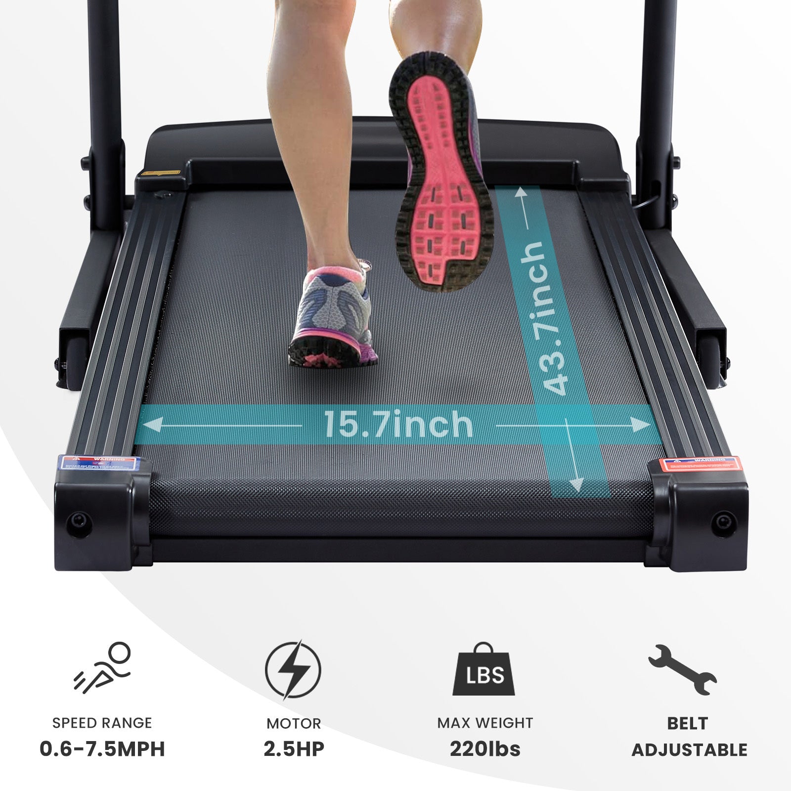 Treadmills 2.5 Hp Hydraulic Folding Removable Treadmill With 3 Speed Incline Adjustment, 12 Preset Programs, 3 Countdown Modes, Heart Rate, Bluetooth And More, Suitable For Home And Gym Use Black Steel