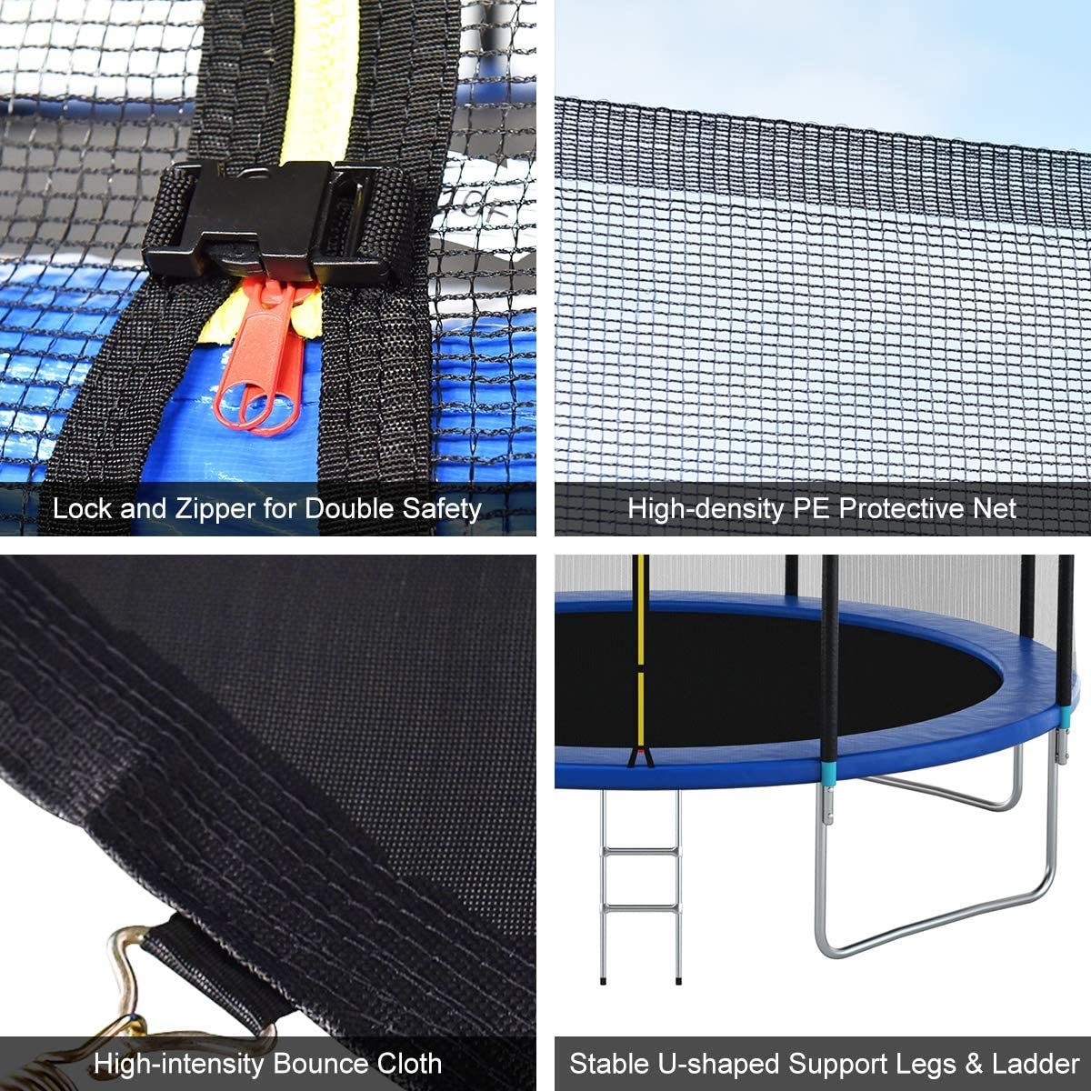 120Cm Trampoline Outside Safety Net With Basketball Hoop Blue Metal