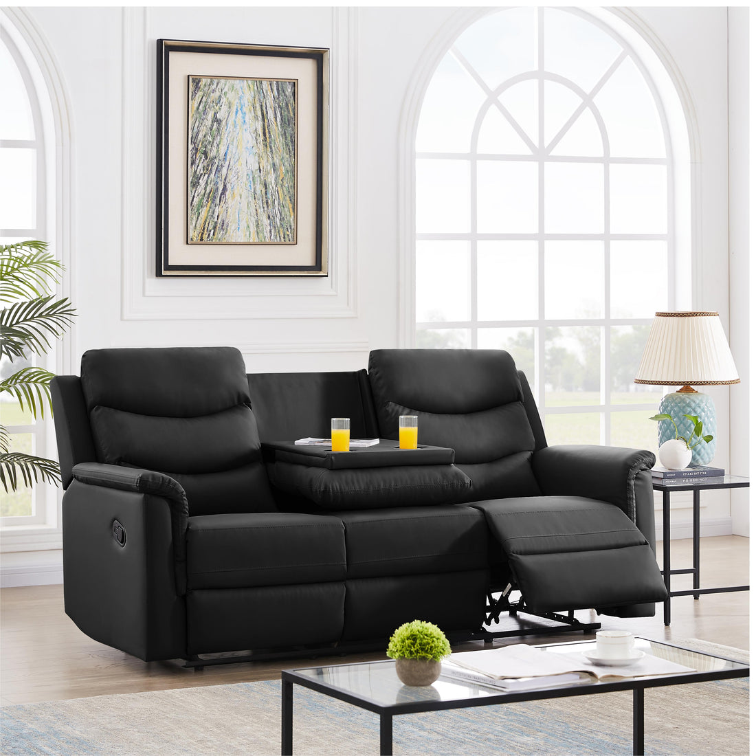 3 Seater Motion Sofa Black Pu W22343698 K2553P167003 Black Pu 3 Seat