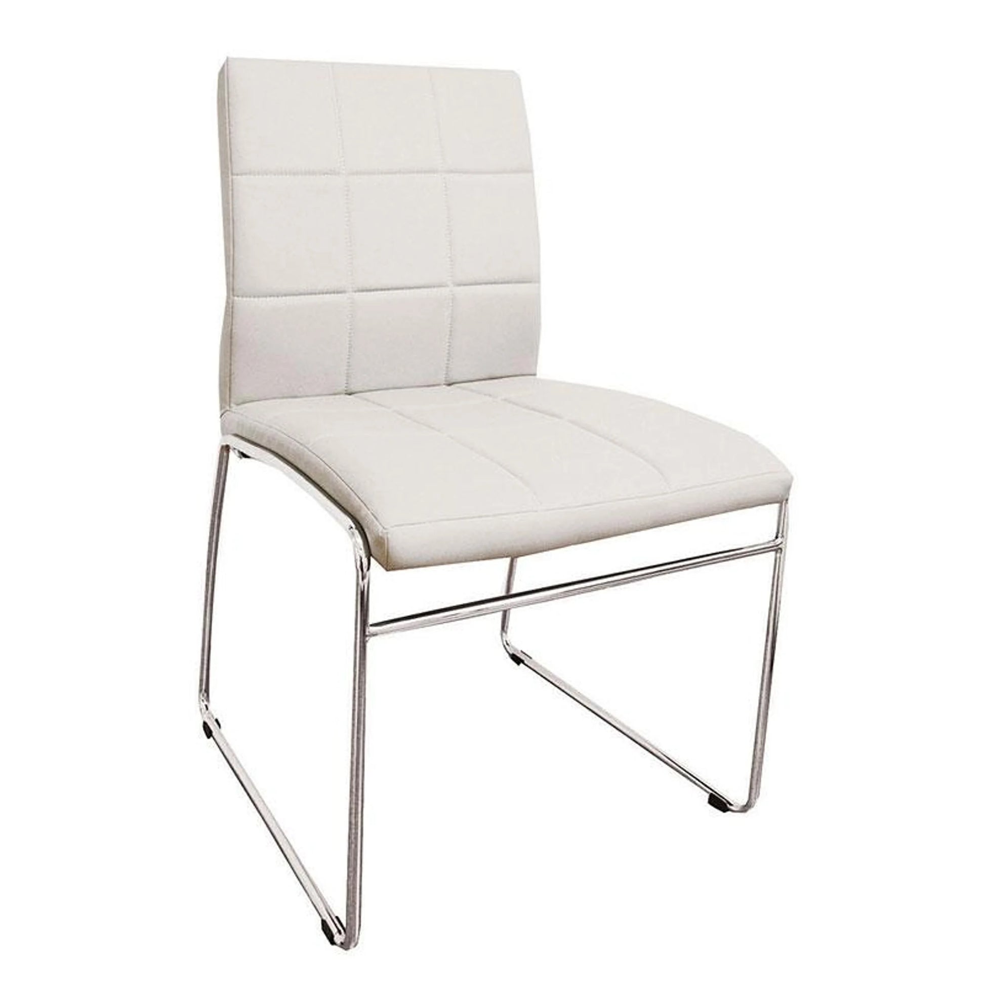 White Color2Pcs Dining Chairs Chrome Metal Legs Dining Room Side Chairs White Dining Room Contemporary,Modern Side Chair Solid Back Chrome