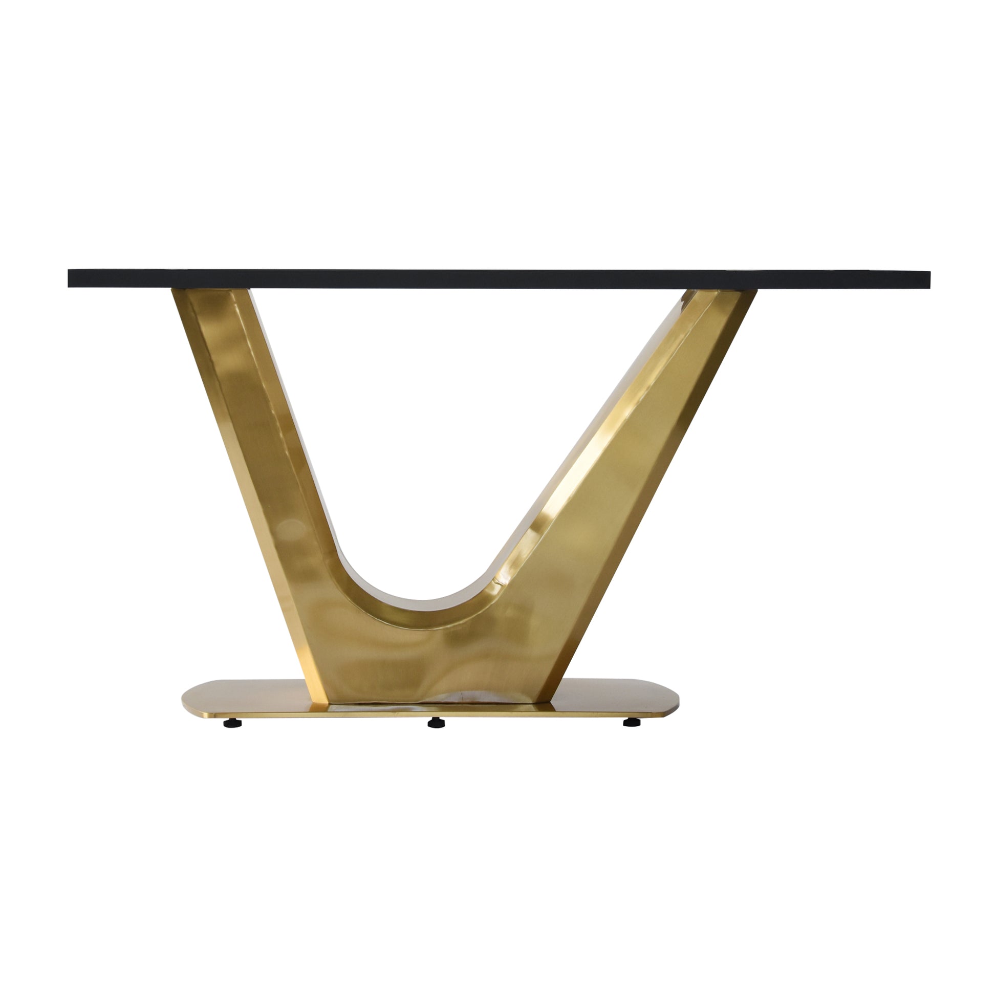 63 "Modern Artificial Stone White Panel Golden V Shaped Metal Legs Can Accommodate 6 8 People. White Gold Dining Room Metal Sintered Stone