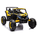 12V Ride On Car With Remote Control,Utv Ride On For Kid,3 Point Safety Harness, Music Player Usb Port Volume Knob Battery Indicator , Led Lights, High Low Speed Switch Off Road Adventure For Kids Yellow Polypropylene