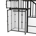 Metal Twin Over Twin Castle Shaped Bunk Bed With Wardrobe And Multiple Storage, Black White Box Spring Not Required Twin White Black Metal Bedroom Bunk Metal & Wood