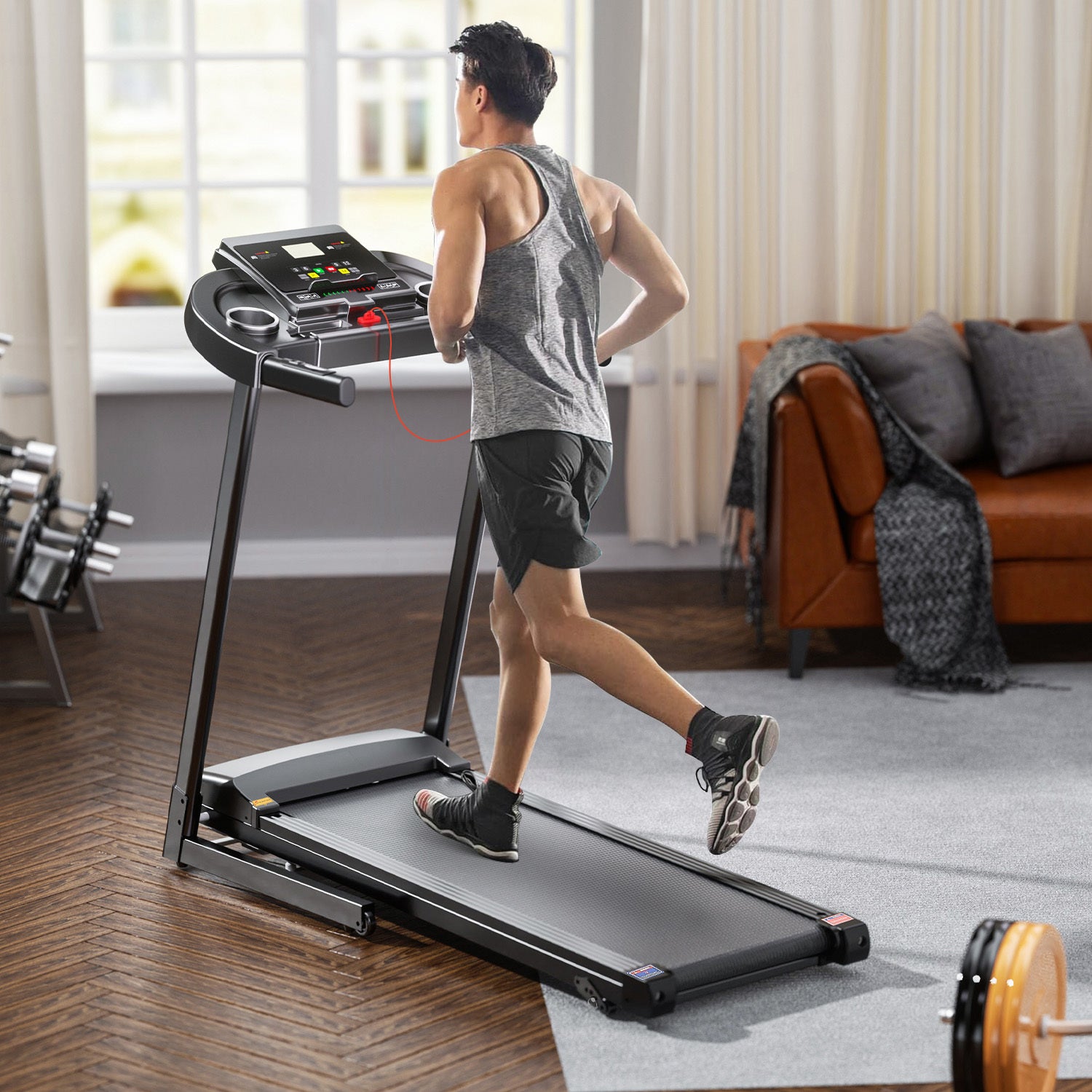 Treadmills 2.5 Hp Hydraulic Folding Removable Treadmill With 3 Speed Incline Adjustment, 12 Preset Programs, 3 Countdown Modes, Heart Rate, Bluetooth And More, Suitable For Home And Gym Use Black Steel