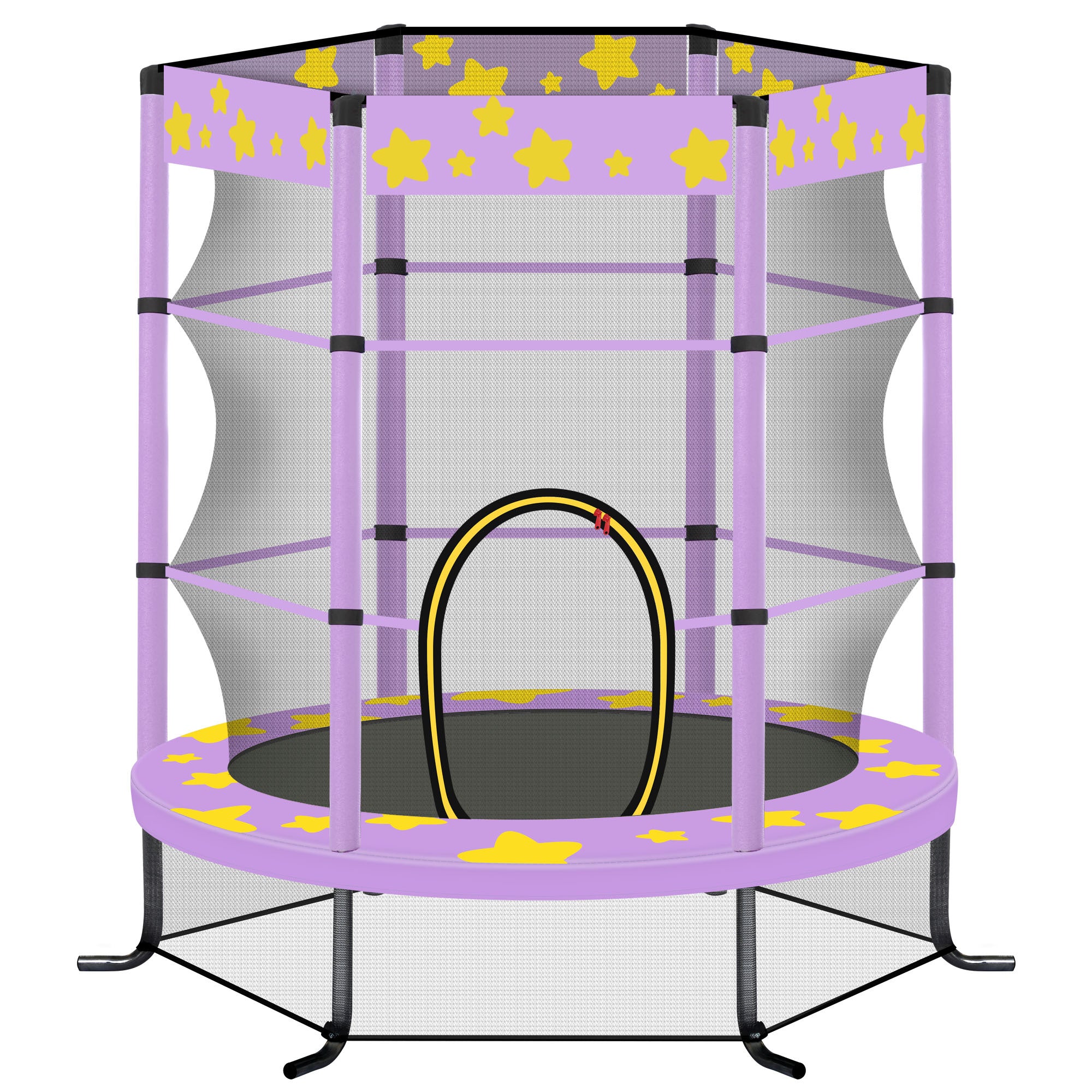55 Inch Kids Trampoline with Safety Enclosure Net purple-metal