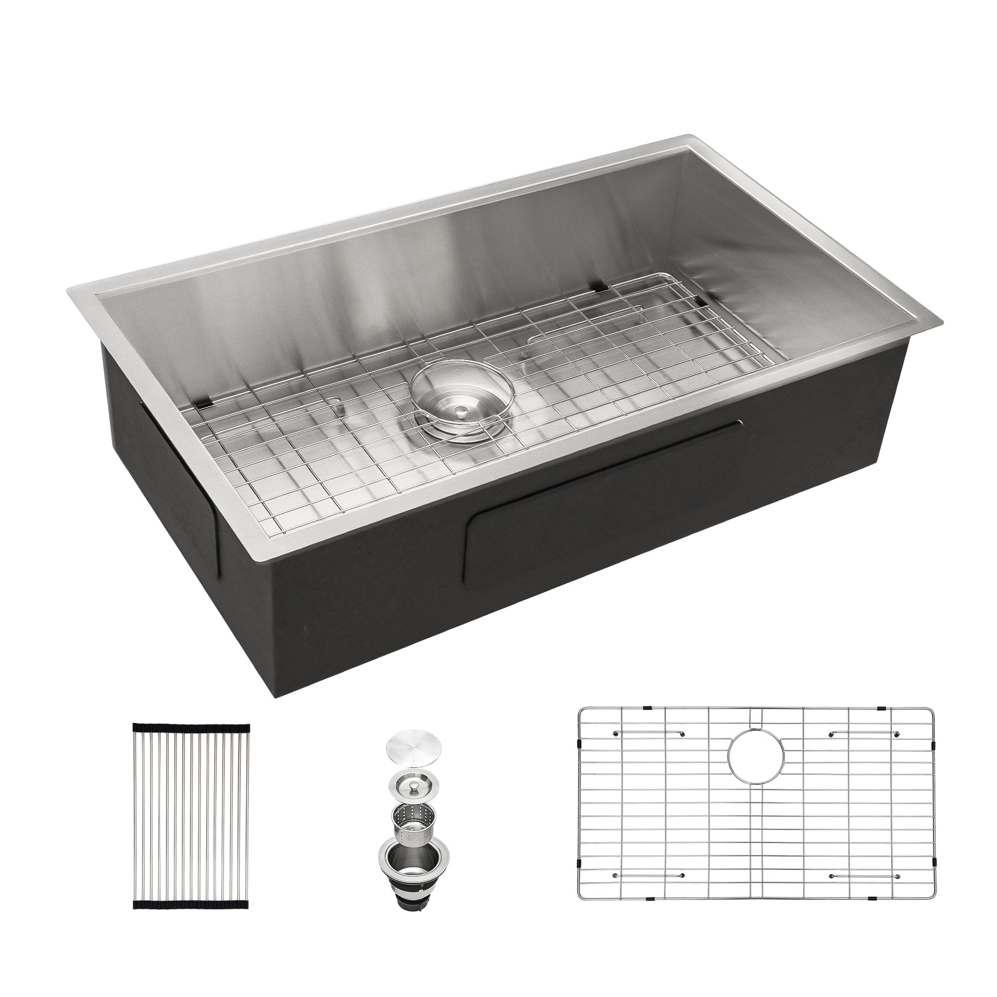 33 Inch Undermount Sink 33"X19"X9" Undermount Stainless Steel Kitchen Sink 18 Gauge 9 Inch Deep Single Bowl Kitchen Sink Basin Brushed Nickel Stainless Steel