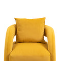 House Hold Accent Chair With Ottoman, Mid Century Modern Barrel Chair Upholstered Club Tub Round Arms Chair For Living Room Mustard Yellow Velvet