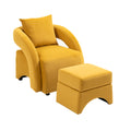 House Hold Accent Chair With Ottoman, Mid Century Modern Barrel Chair Upholstered Club Tub Round Arms Chair For Living Room Mustard Yellow Velvet