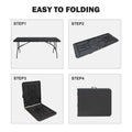 6Ft Folding Table, Portable Plastic Table For Camping, Picnics, Parties, High Load Bearing Foldable Table Black Black Iron Plastic