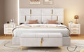 2 Pieces Bedroom Sets,Queen Size Upholstered Platform Bed With Hydraulic Storage System,Storage Ottoman With Metal Legs,Beige Beige Velvet