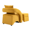 House Hold Accent Chair With Ottoman, Mid Century Modern Barrel Chair Upholstered Club Tub Round Arms Chair For Living Room Mustard Yellow Velvet