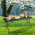 6Ft Folding Table, Portable Plastic Table For Camping, Picnics, Parties, High Load Bearing Foldable Table Black Black Iron Plastic