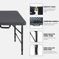 4Ft Portable Folding Table Indoor&Outdoor Maximum Weight 135Kg Foldable Table For Camping Black Black Iron Plastic