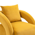 House Hold Accent Chair With Ottoman, Mid Century Modern Barrel Chair Upholstered Club Tub Round Arms Chair For Living Room Mustard Yellow Velvet