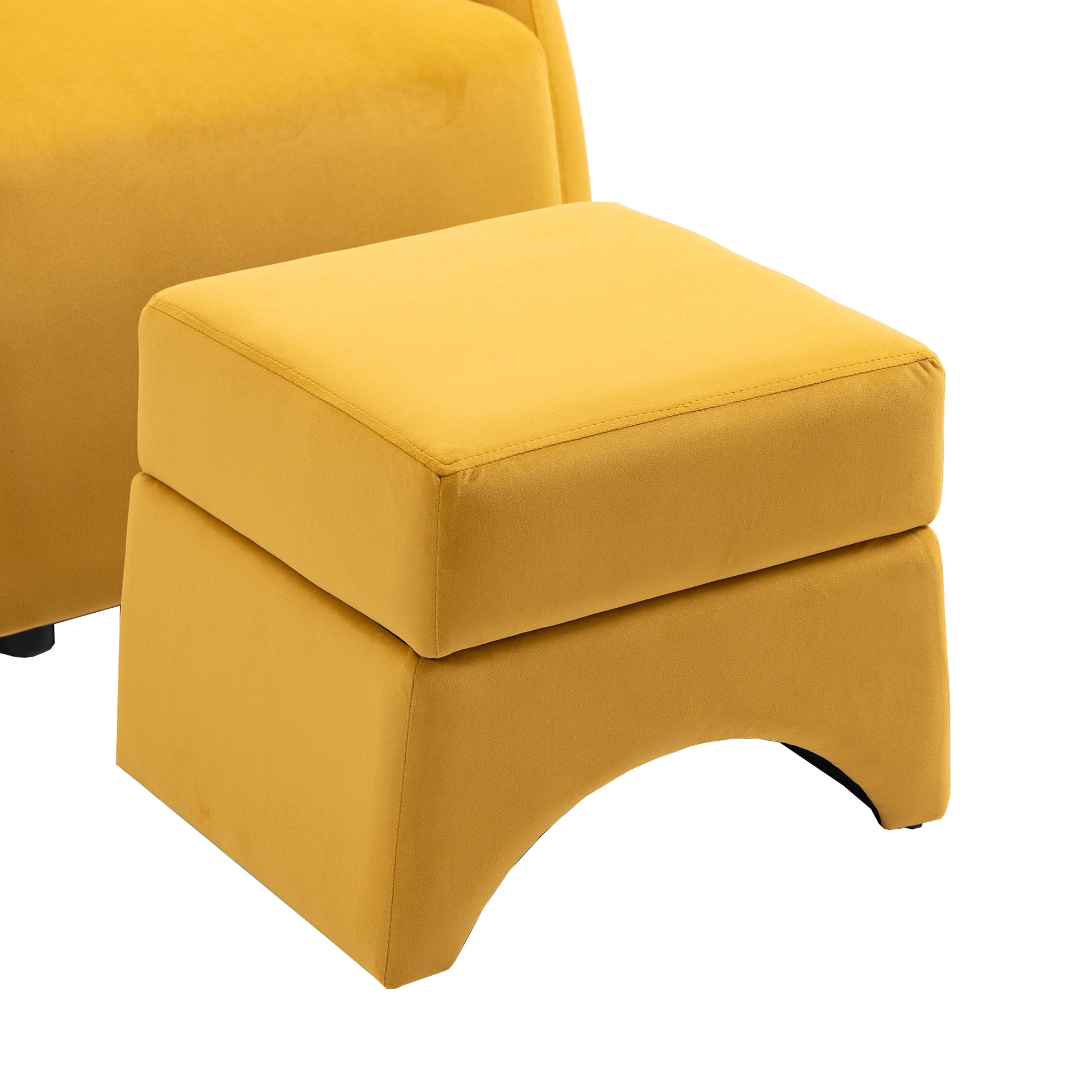 House Hold Accent Chair With Ottoman, Mid Century Modern Barrel Chair Upholstered Club Tub Round Arms Chair For Living Room Mustard Yellow Velvet