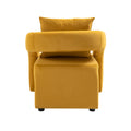 House Hold Accent Chair With Ottoman, Mid Century Modern Barrel Chair Upholstered Club Tub Round Arms Chair For Living Room Mustard Yellow Velvet