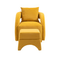 House Hold Accent Chair With Ottoman, Mid Century Modern Barrel Chair Upholstered Club Tub Round Arms Chair For Living Room Mustard Yellow Velvet