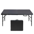 4Ft Portable Folding Table Indoor&Outdoor Maximum Weight 135Kg Foldable Table For Camping Black Black Iron Plastic