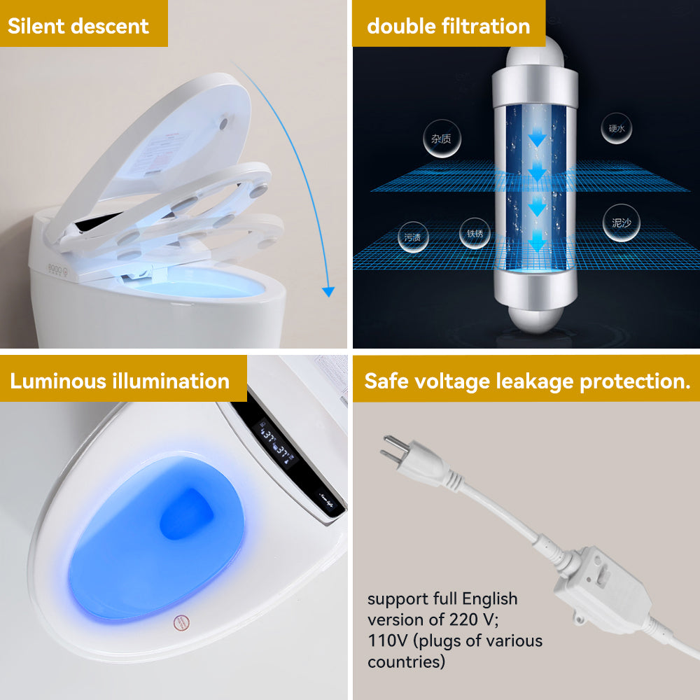 Smart Toilets With Heated Bidet Seat, Portable Toilet With Bidet Built, Bidet Toilet With Dryer And Warm Water White Ceramic